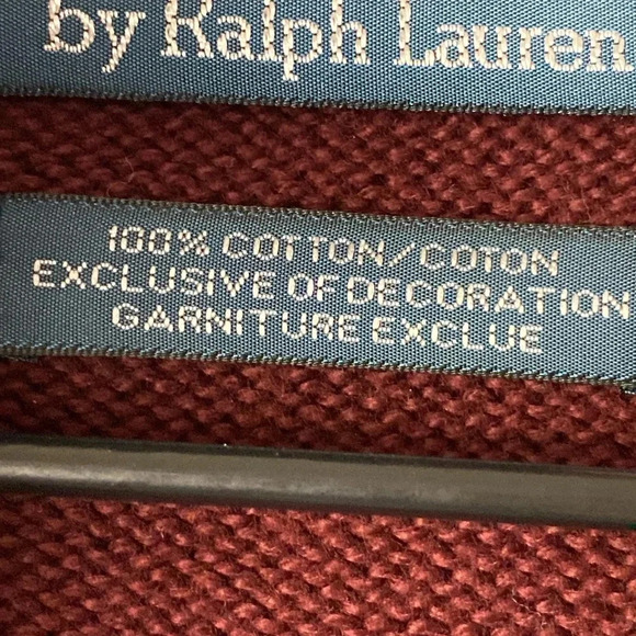 POLO BY RALPH LAUREN MENS SIZE LARGE 100% COTTON 3/4 ZIP SWEATER WINE COLOR EUC - Picture 7 of 14